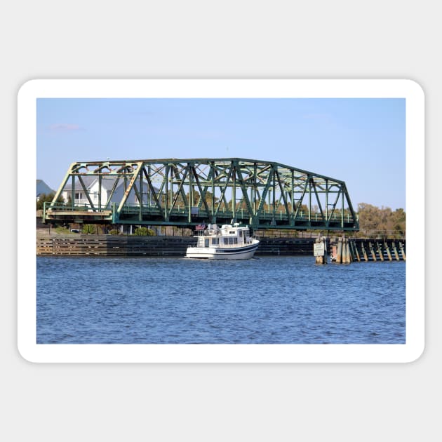 Swing Bridge And Boat Sticker by Cynthia48